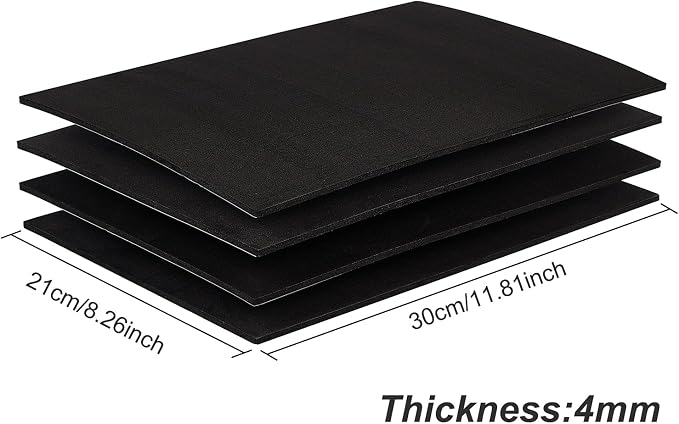 BENECREAT 8 Sheets 4mm EVA Paper Craft Foam Sheets 11.8x8.2" Black Foam Stickers
