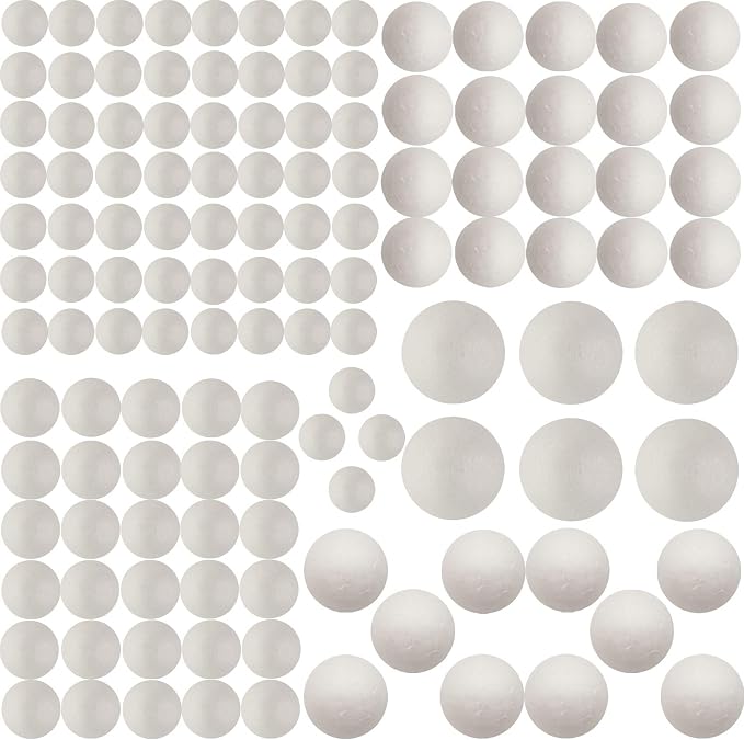 126 Pack Craft Foam Balls, 5 Sizes Including 1-2.4 Inches, Foam Balls