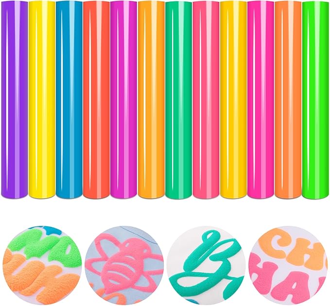 Tintnut Neon Puff HTV Vinyl, easy cut & weed, stretch washable, works