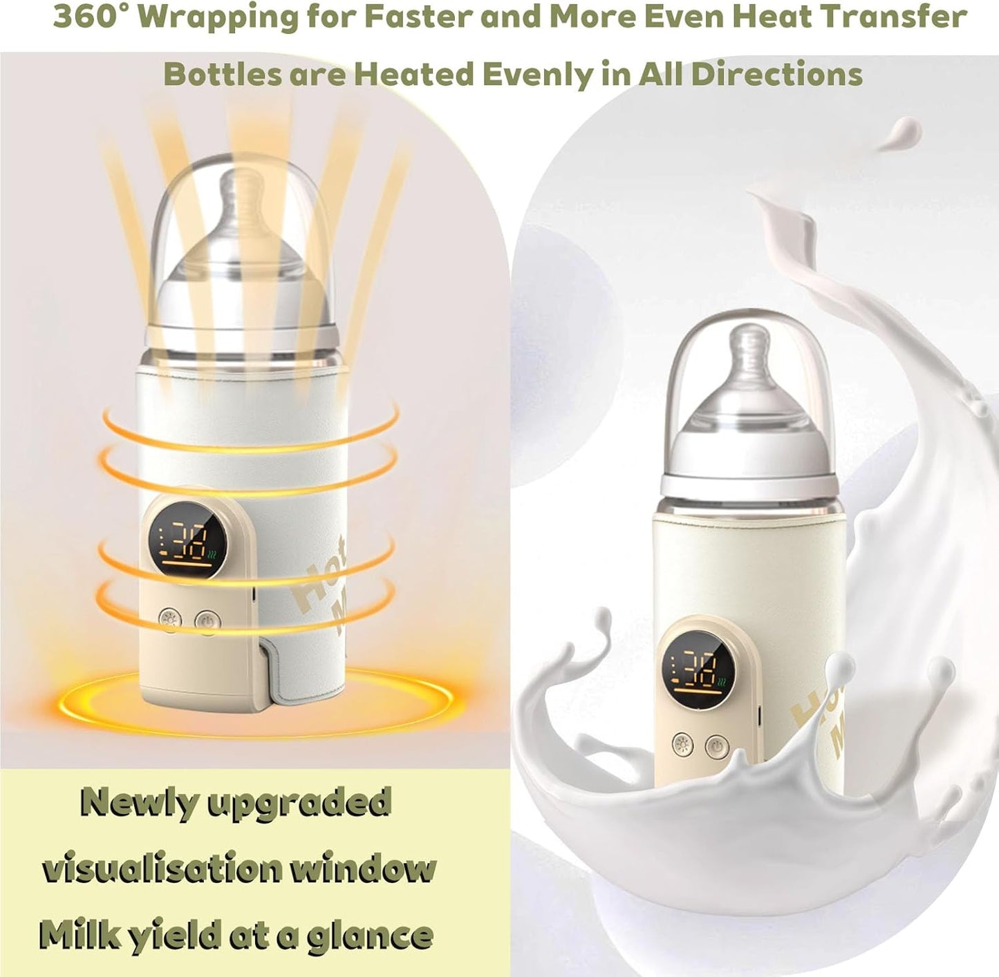 Portable Bottle Warmer for Travel-Rapid Warming,Long-Lasting Warming up to 6-10H,Portable Travel Bottle Warmer Cordless for Baby Milk Breastmilk (10000mAh)