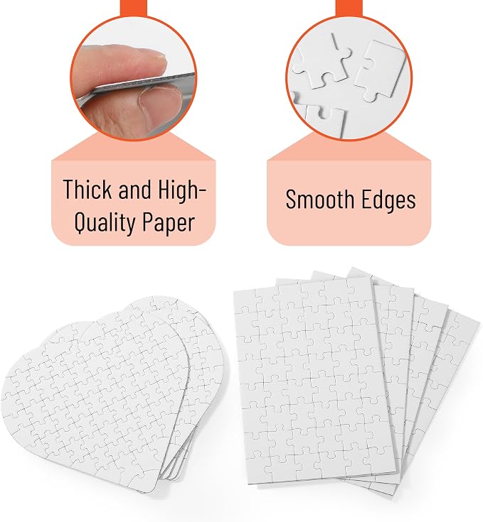 Mr. Pen- Blank Puzzle, 10 Pack | 48-Piece Rectangle & 75-Piece Heart Shaped All