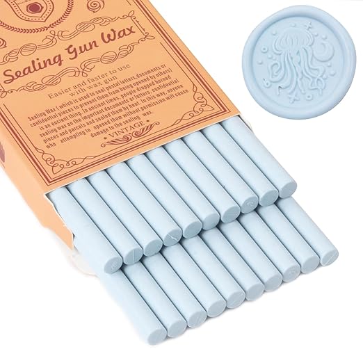 Dusty Blue Sealing Wax Sticks, WASOHLING 20Pcs Glue Gun Wax Seal Sticks