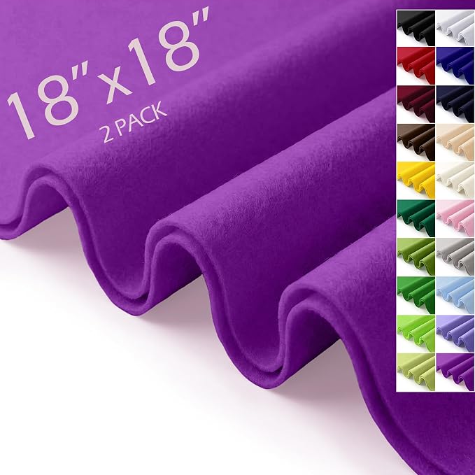 Purple Felt Fabric Sheets 18" x 18" 1.6mm Soft Craft Felt Squares | Soft Precut