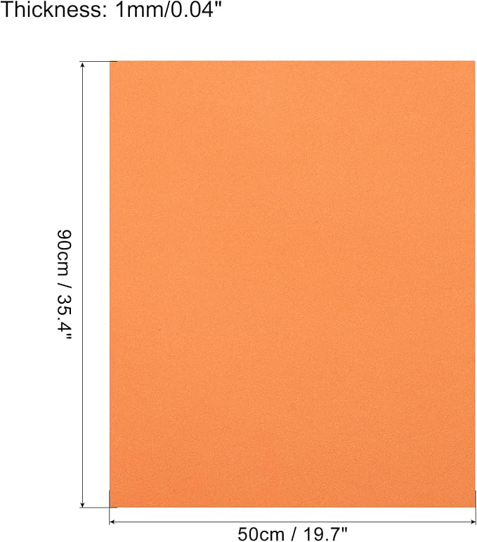 MECCANIXITY EVA Foam Sheets Orange 19.7 Inch x 35.4 Inch 1mm Thick Crafts Foam