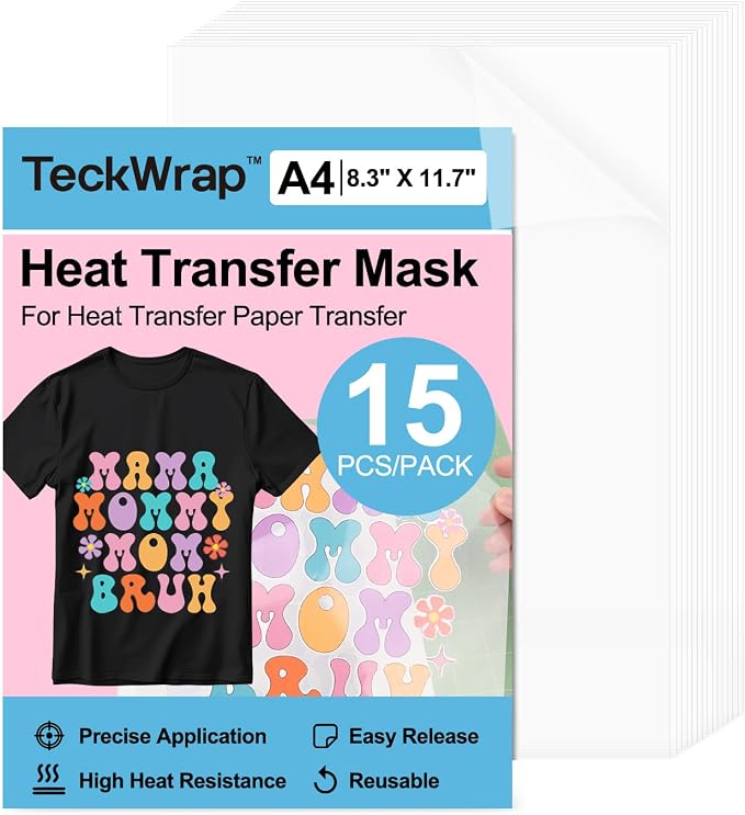 TECKWRAP Heat Transfer Mask for Heat Transfer Paper for T-Shirts 15PCS