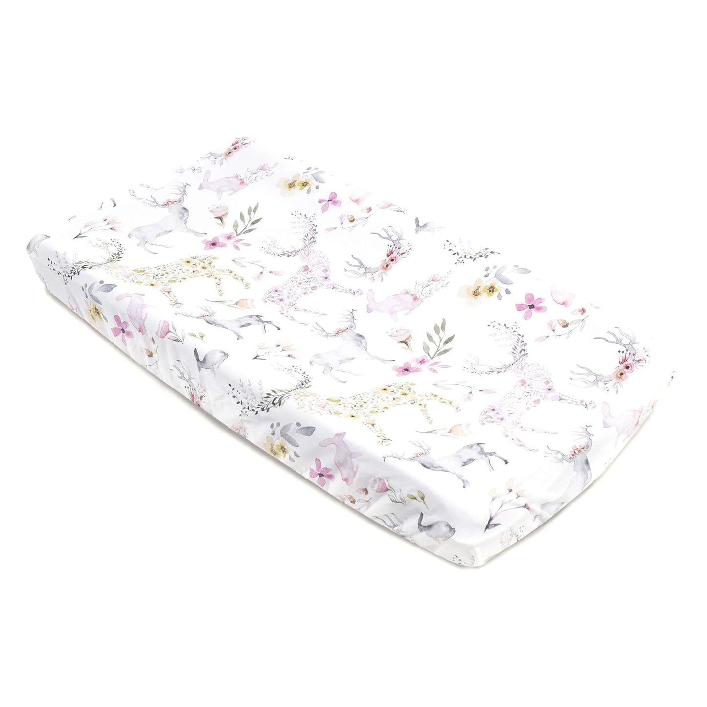Oilo Changing Pad Cover, Breathable 100% Turkish Cotton Fitted Jersey, 300 Thread Count, Machine Washable, Fits Standard Changing Pads (32" x 16"), Girl, Boy, & Neutral Nursery Design, Fawn