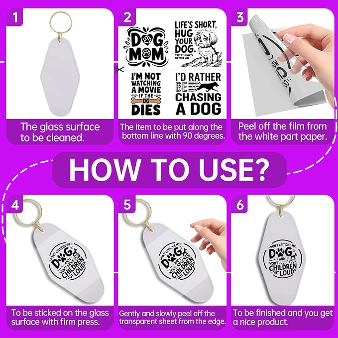 48PCS UV DTF Stickers Dog Quotes Transfer Sticker