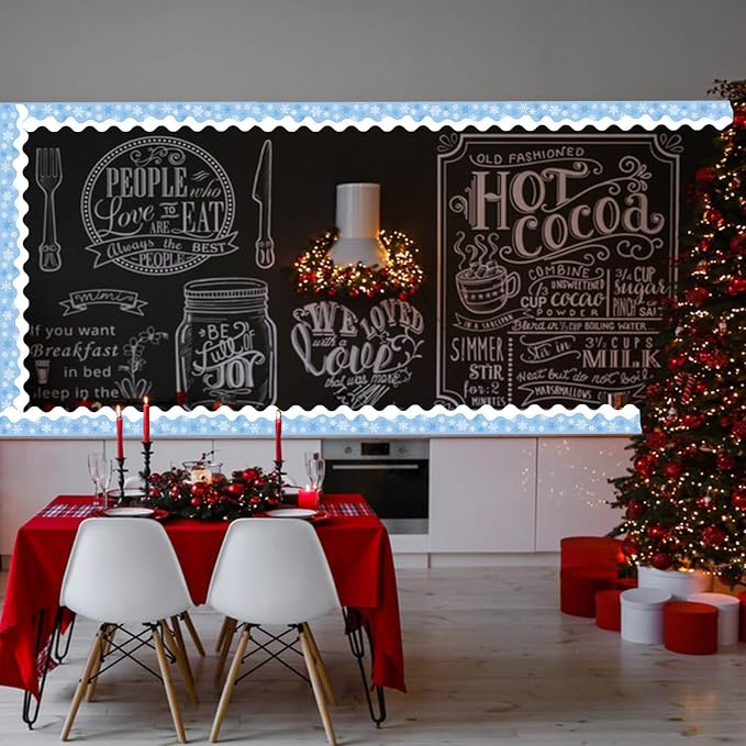 69 Feet Winter Snowflake Bulletin Board Borders, Scalloped Border Trim Holiday