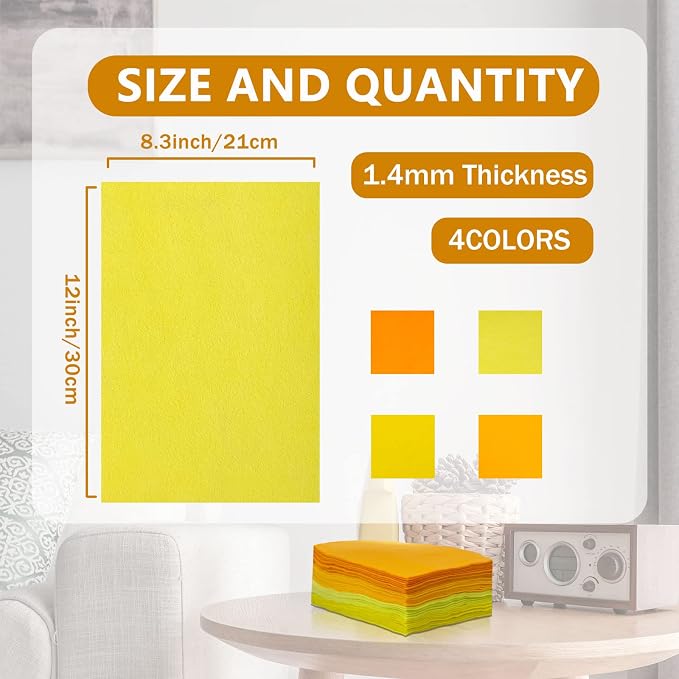 Jtnohx Soft Felt Sheets, 8x12 inches Assorted Craft Felt Fabric, 1.4mm Thick