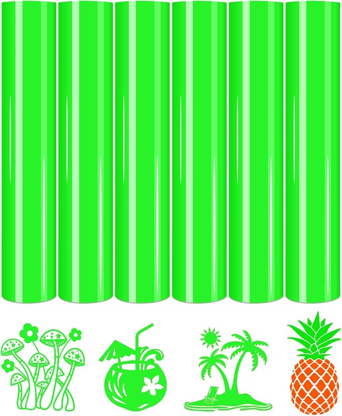 Tintnut Lime Green Neon Heat Transfer Vinyl-6 Pcs 12x10in Iron on Vinyl |