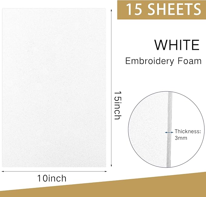 Innconee 15 Pcs Embroidery Foam 3mm Thick 10 x 15 Inch 3D Puffy EVA Foam Sheets