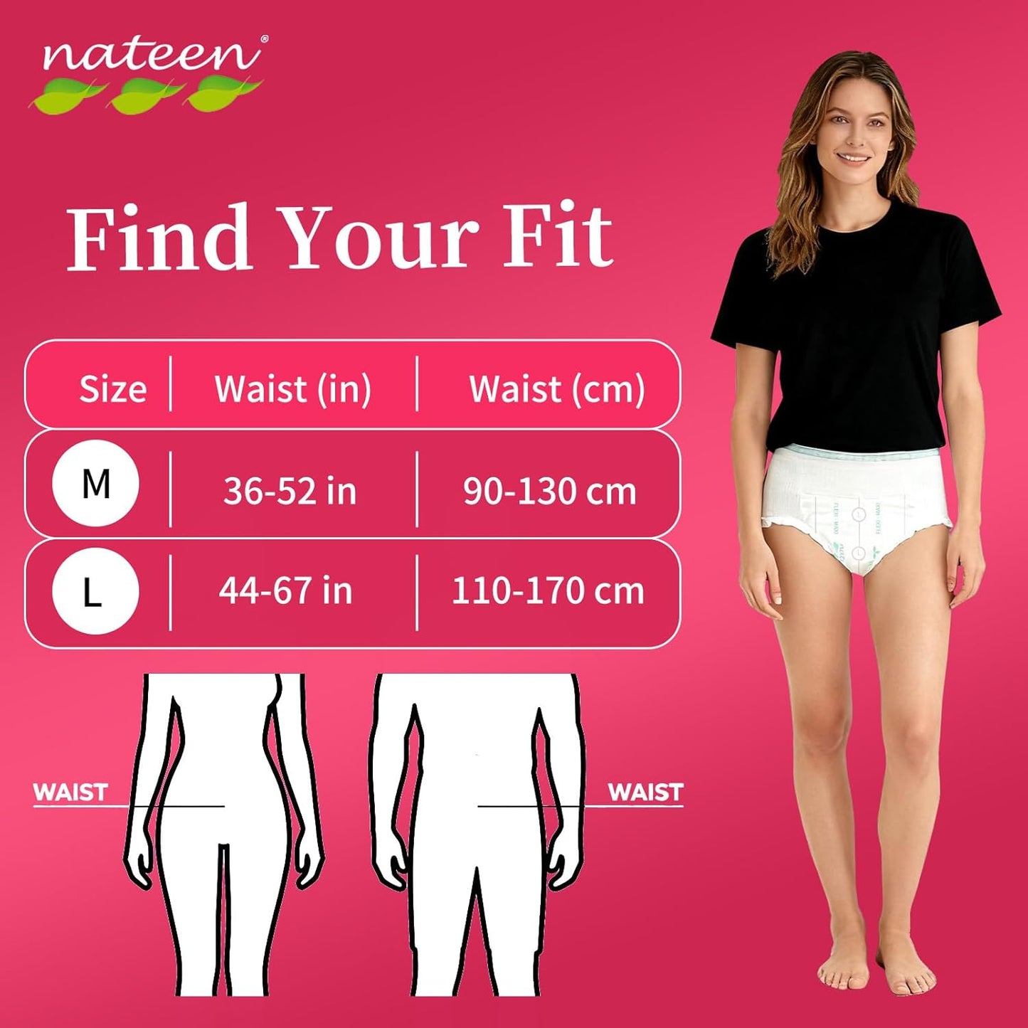 Nateen Flex Plus Adult Incontinence Underwear for Women and Men，Extra Absorbency Adult Pull Ups,Soft Cloth-Like Adult Diapers, Large, 20 Count