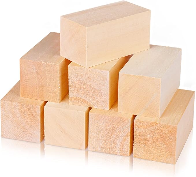 8 Pack Basswood Carving Blocks 4 X 2 X 2 Inch, Large Whittling Wood Carving