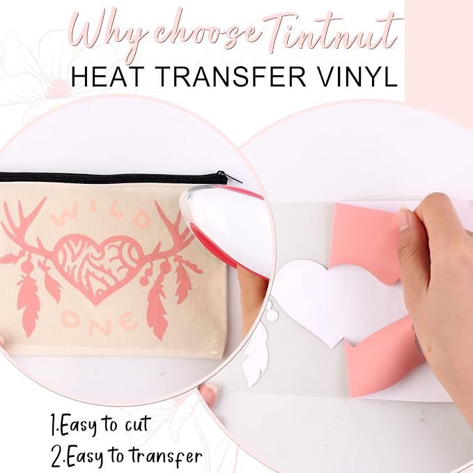 Tintnut Coral Color Heat Transfer Vinyl, 10inx6ft Iron on Vinyl | Neutral boho