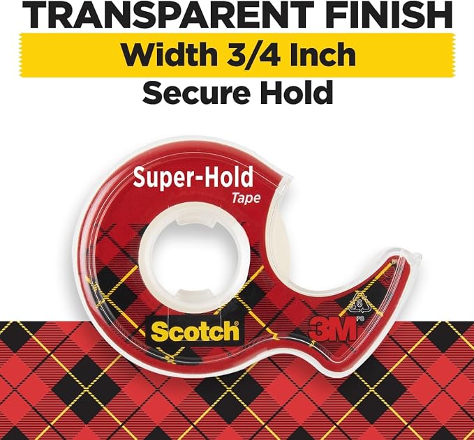 Scotch Super-Hold Tape, 2 Rolls, 3/4 x 600 Inches, Dispensered | Transparent