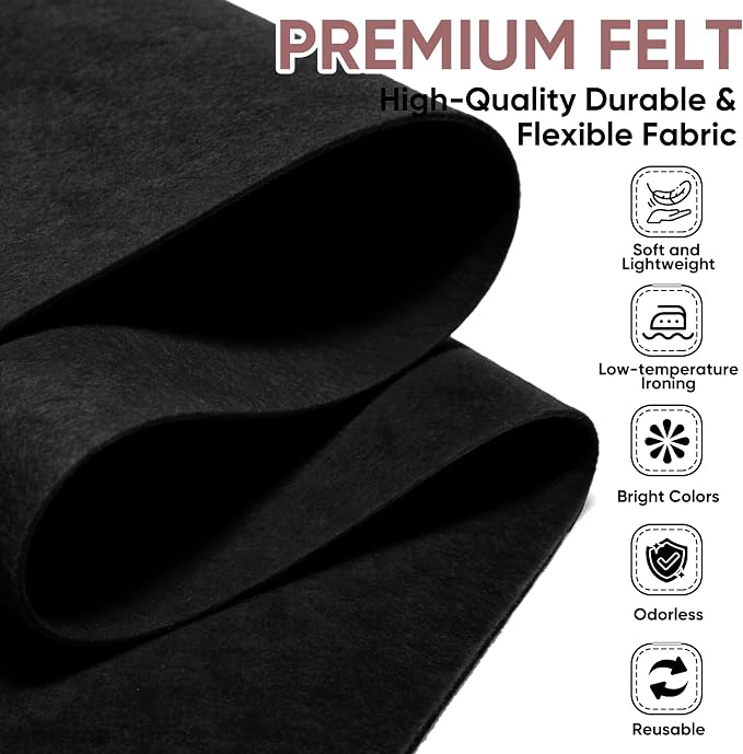 Soft Felt Fabric Sheet 18" x 36", 1.6mm Acrylic Craft Felt, Large Precut Sheet