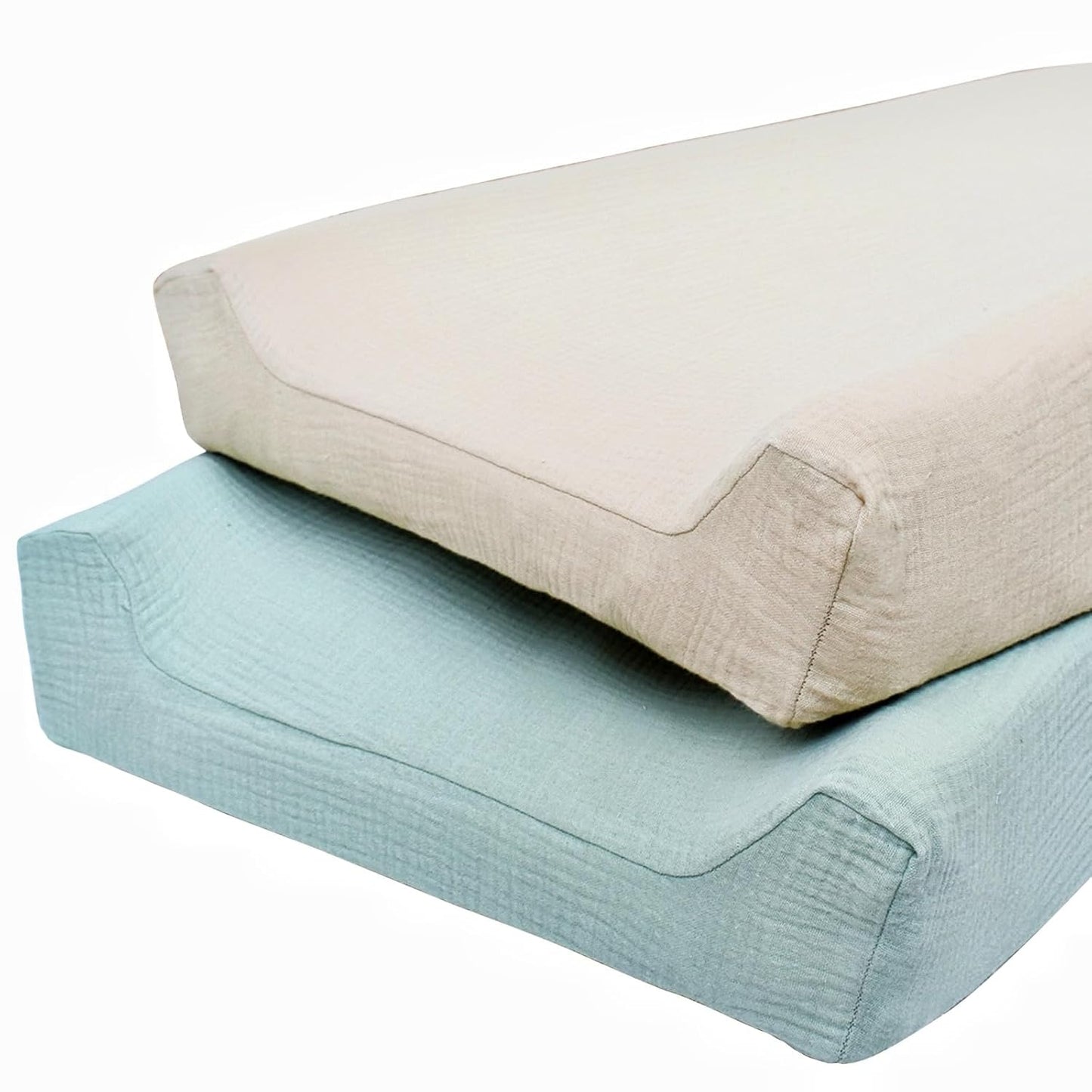 Owlowla Muslin Changing Pad Cover 2PACK,Soft Muslin Cotton Diaper Changing Pad Covers Changing Table Cover for Baby Boy Girl(Natural&Sage)