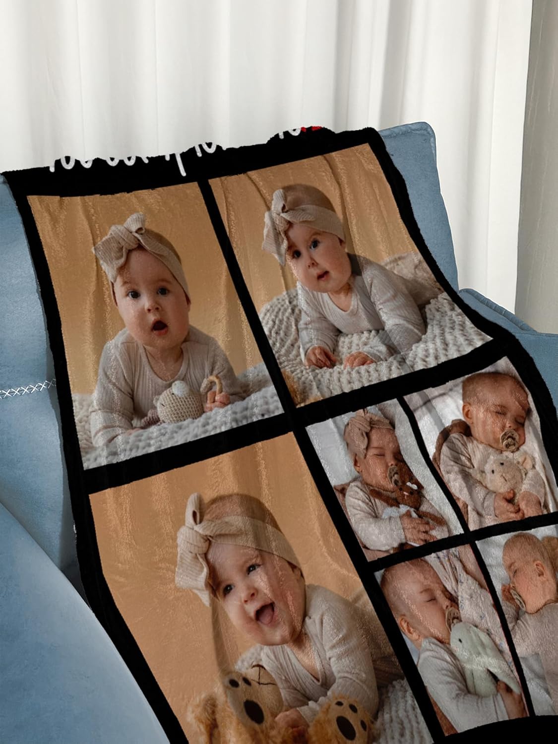 Personalized Photos Blanket Custom Blanket with Picture Text Customizable Flannel Blankets for Birthday Gift, 60 * 80in