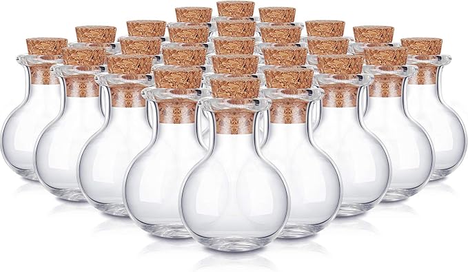 Gejoy 30 Pieces 0.9 x 0.6 Inches Mini Glass Bottles Clear Drifting Small