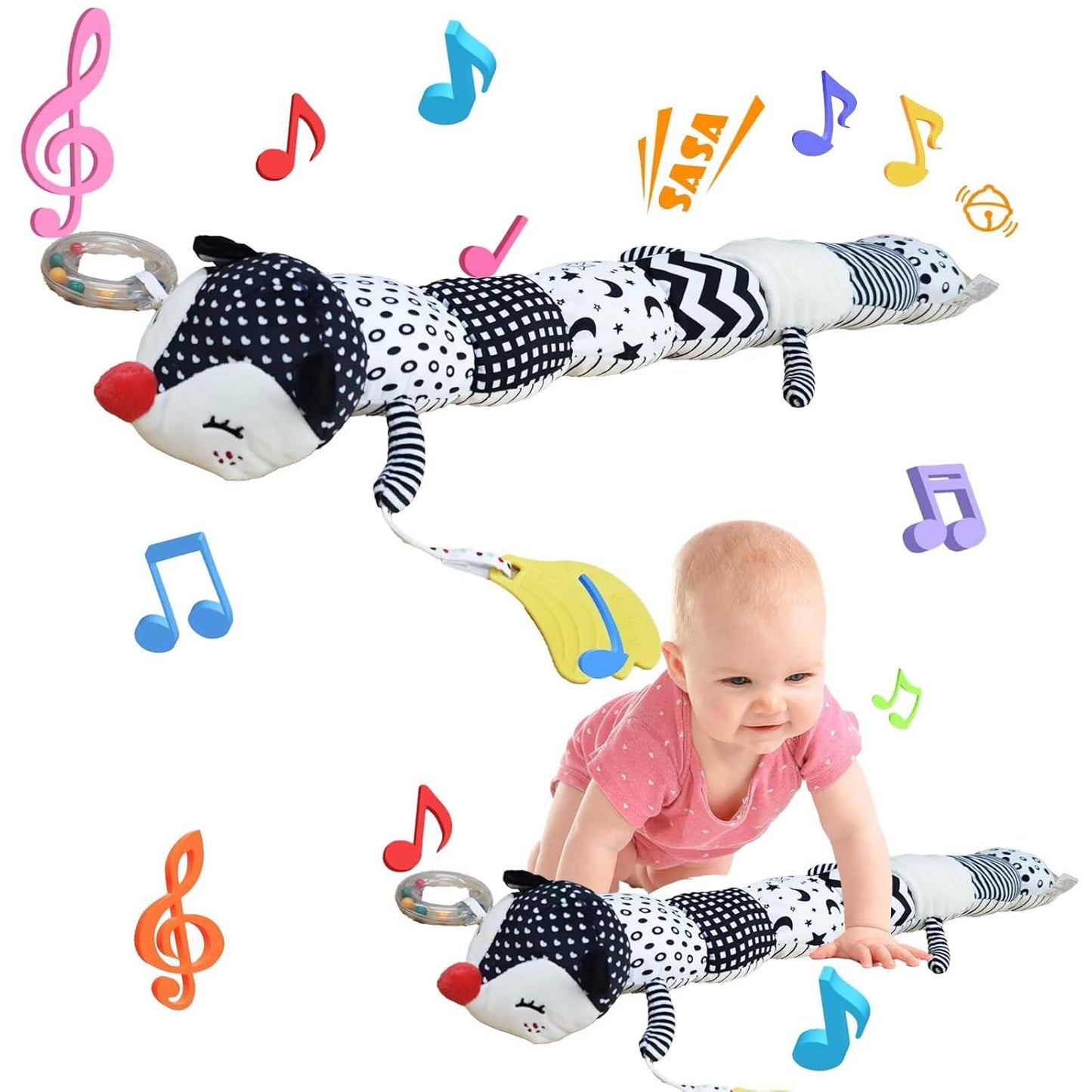 Pau1Hami1ton Baby Toys 3-6-12 Months Musical Plush Caterpillar Toy,Newborn Toys with Crinkle and Rattles,Baby Sensory Toys,Newborn Boy Girl Gifts.