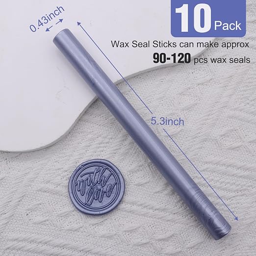 Gray Blue Sealing Wax Sticks, HOSEALING 10pcs Metallic Blue Glue Gun Sealing