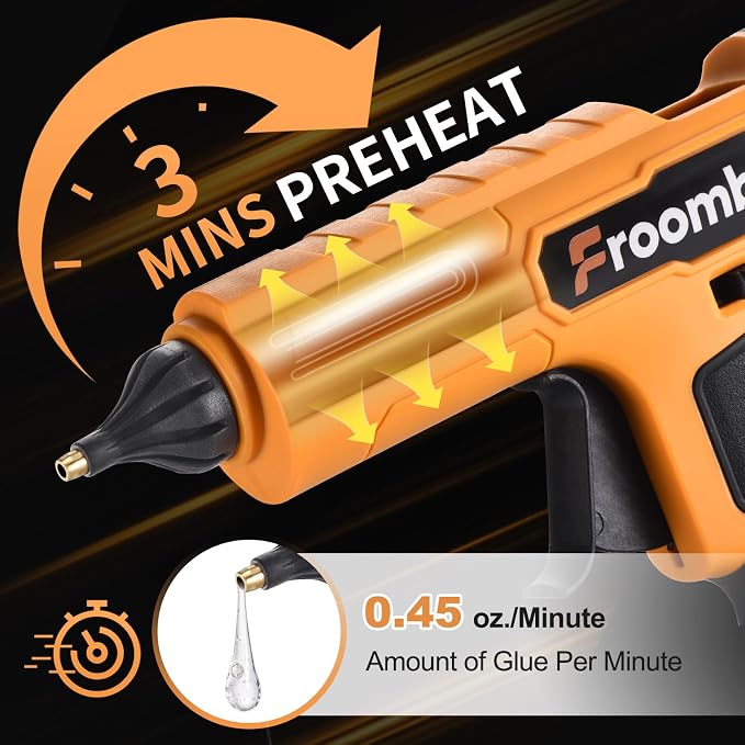 100W Cordless Hot Glue Gun for DeWalt 20V MAX Battery | Wireless Electric Power