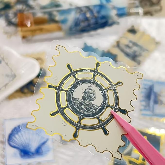 50Pcs Gold Stamps Stickers for Scrapbooking