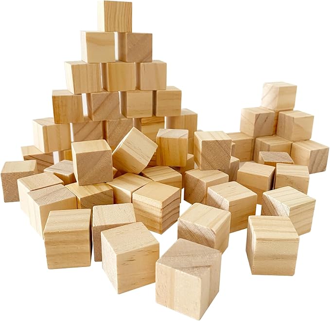 MUXGOA Unfinished Wooden Cubes, 1 Inch Wood Square Blocks