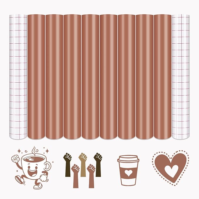Tintnut Skin Tone Permanent Vinyl 8 Sheets 12''x10'' Russett Adhesive Viny |