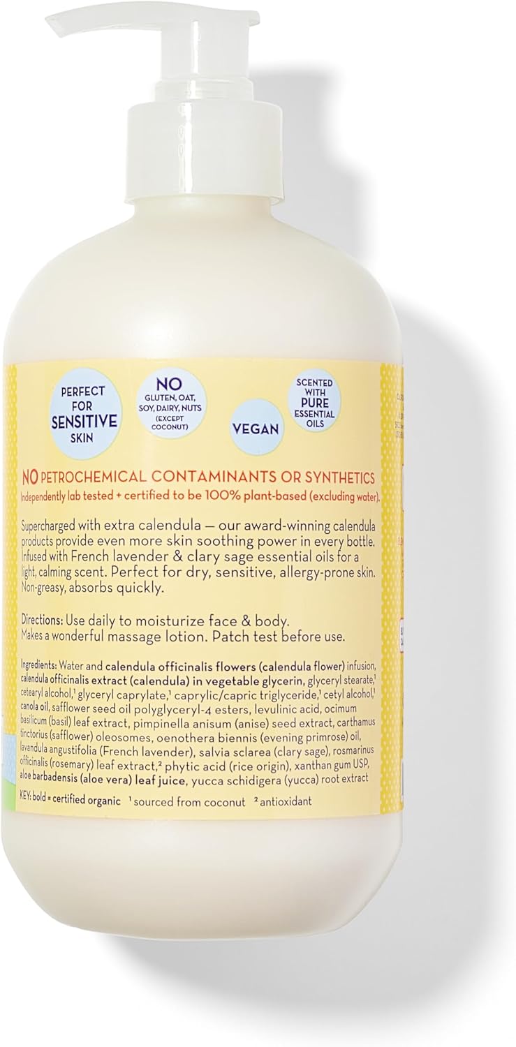 California Baby Calendula Lotion | 100% Plant-Based Moisturizer | Lavender Baby Lotion | Face Moisturizer For Dry Skin | Hypoallergenic | 19 oz.