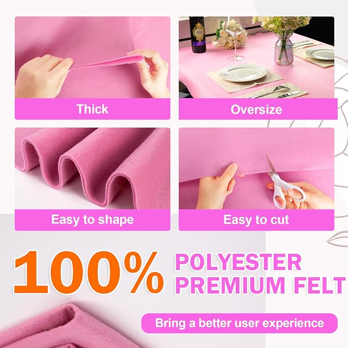 XSEINO Dust Pink Large Felt Fabric 36" X 36 ", 1.4 mm Thick Soft Felt Fabric