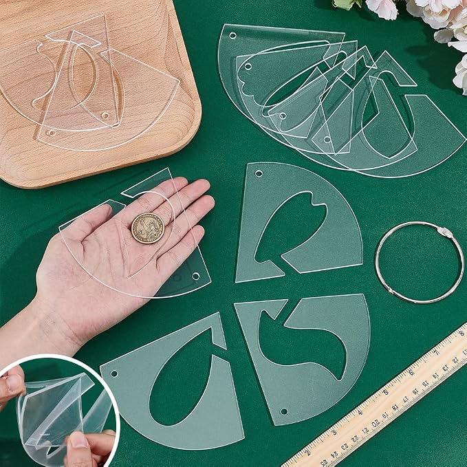 NBEADS 10 Pcs 10 Styles Flower Acrylic Sewing Template