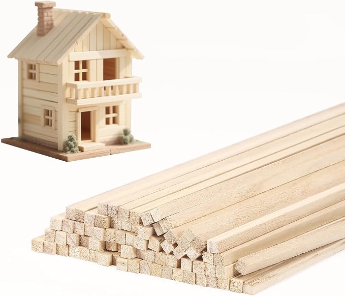 150 Pcs Balsa Wood Sticks 1/4 x 1/4 x 12 Inch balsa Wood Strips Hardwood Square