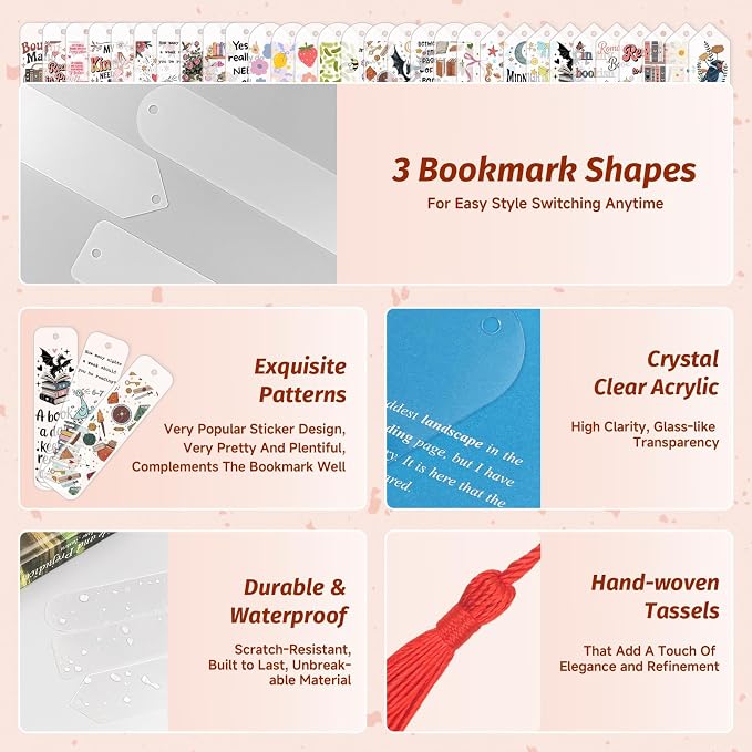 120Pcs Acrylic Bookmark Blanks Kits