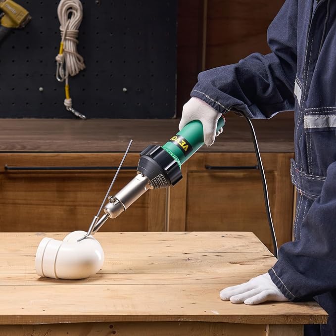 VEVOR Hot Air Plastic Welder, 1600W Hot Air Torch Pistol, 122-1112℉ PVC TPO Vinyl Heat Gun Welding Torch, Plastic Roofing Welding Kit with 11 Accessories- Toolbox, Nozzle, Roller, Blades for PP/PE/PVC