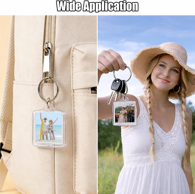 REDANHA 12pcs Acrylic Photo Frame Keychain Holder 2 x 3 In Picture Insert Blank