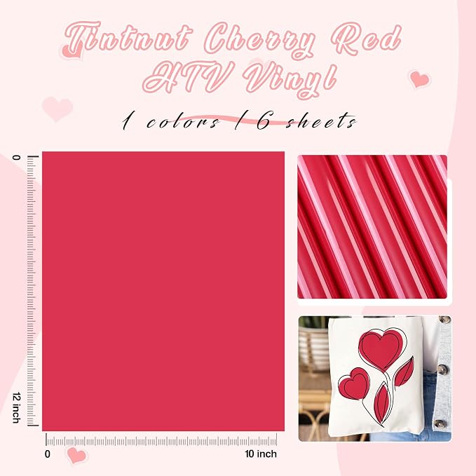 Tintnut Raspberry Red Heat Transfer Vinyl, easy cut & weed, stretch washable