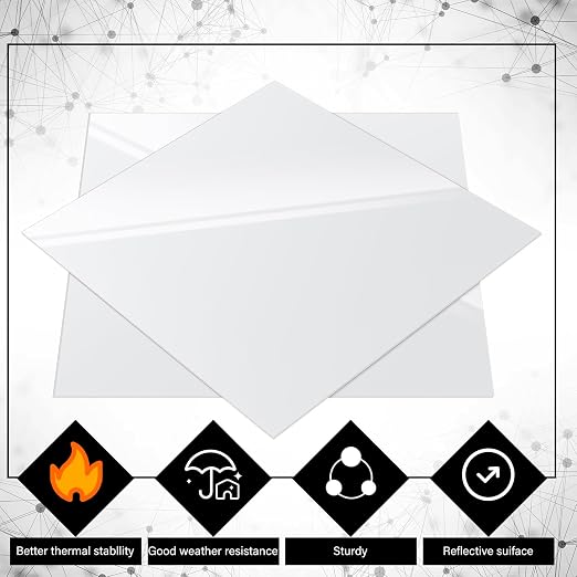 Outus 2 Pieces 1/16 Inch Thick White Acrylic Sheet 12 x 12 Inch White Acrylic