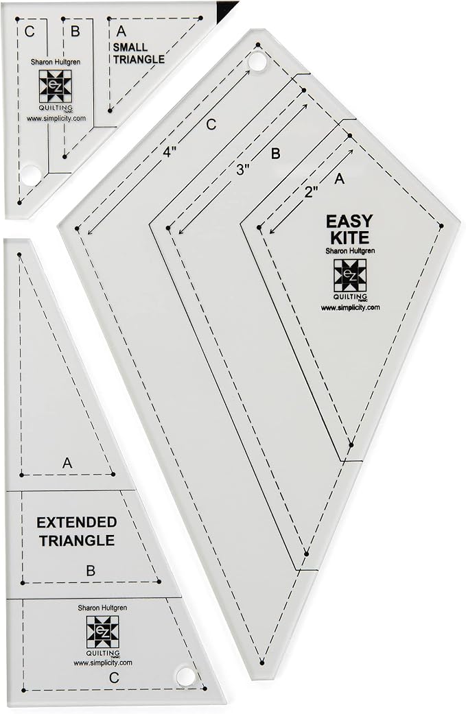 EZ Quilting 8829477 Acrylic Kite Quilting Template Set, Sizes 2.75" x 4.75"