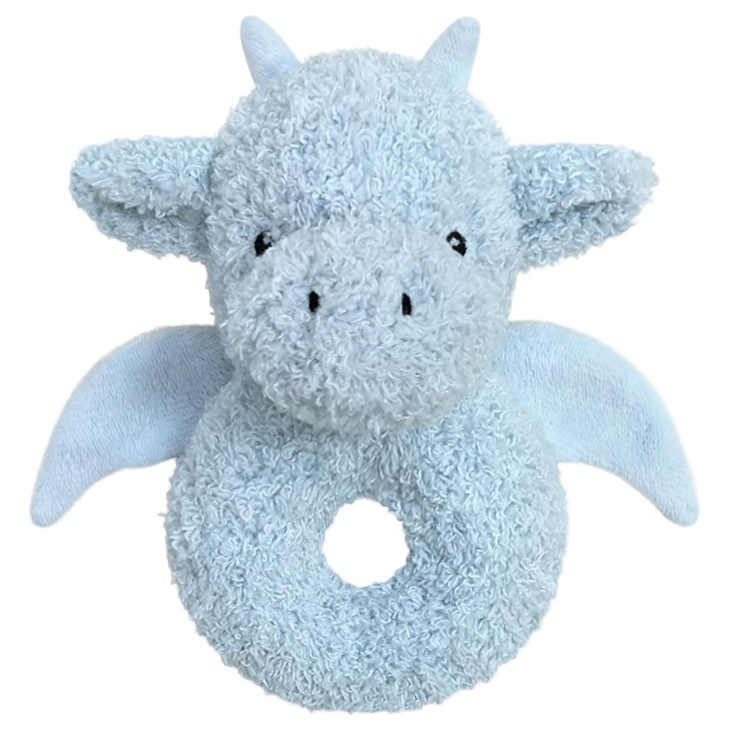 Baby Dragon Soft Rattle Toy, Plush Dinosaur Infant Shaker Rattle Easy-Grasp Stuffed Animal Toy, Gifts for Newborns Babies Toddlers Boys Girls, Blue, 6 Inches