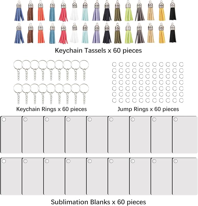 240Pcs Sublimation Keychain Blanks Double Sides 80 MDF Sublimation Keychains