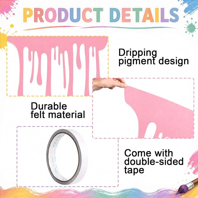 8 PCS Art Themed Party Table Skirt Back to School Felt Table Skirts Pastel Felt