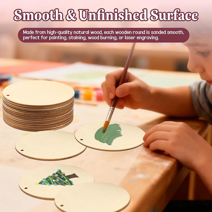 FSWCCK 50 PCS 4 Inch Wood Circles
