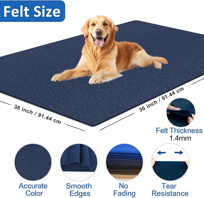 XSEINO Navy Large Felt Fabric 36" X 36 ", 1.4 mm Thick Soft Felt Fabric Sheet