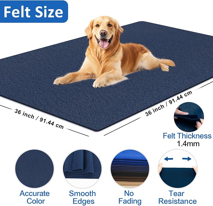 Navy Fabric Sheet 36" X 36", 1.4mm Thick Large Soft Durable Flexible Craft Felt