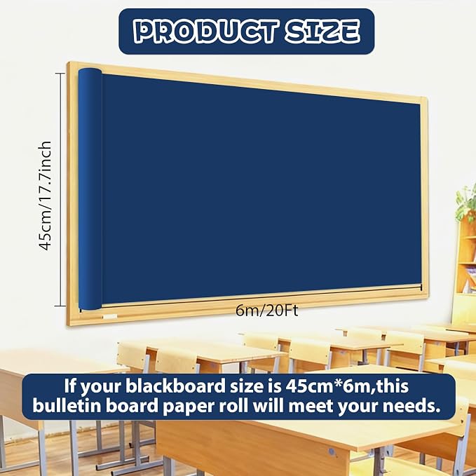 Qyeahkj 17.7in x 20ft Bulletin Board Paper Roll Bulletin Board Background Paper