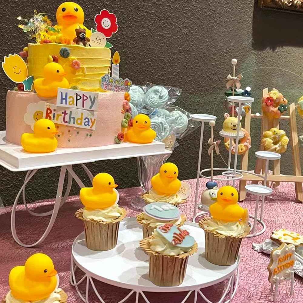 Waterproof No Squeak No Hole No Bebe Noise 20 Pcs 3 Inch Rubber Funny Yellow Ducky Duck Bath Pool Toy Without Hole for Kid Shower Bathtub Toy Birthday Party Decor Cake Topper in Bulk