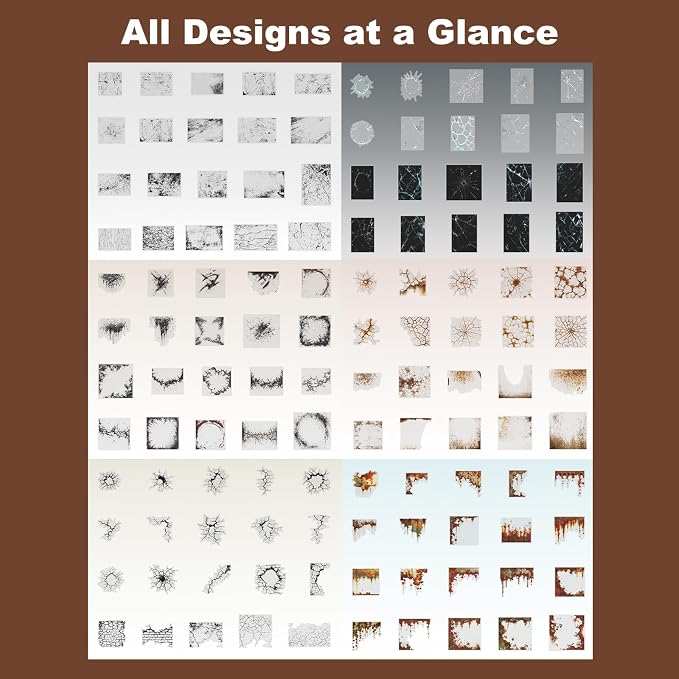 120PCS Rust Cracking PET Stickers – Transparent Vintage-Style Rust Crack Wall