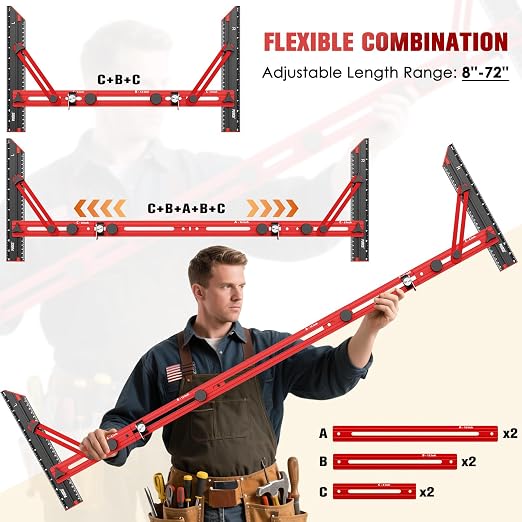 Stair Tread Template Tool with Triangular Brace and Edge Flip Stops | Stair