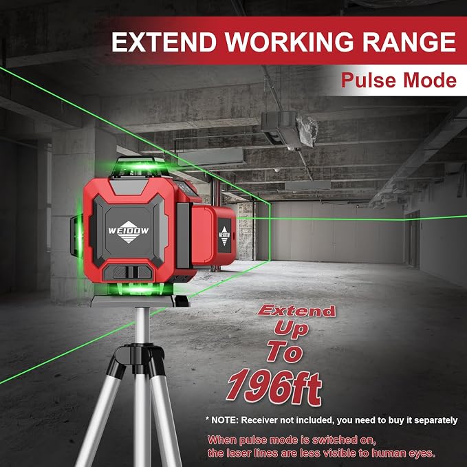 WEIDDW Laser Level 360° Green Cross Line Self Leveling Laser Measuring Tool